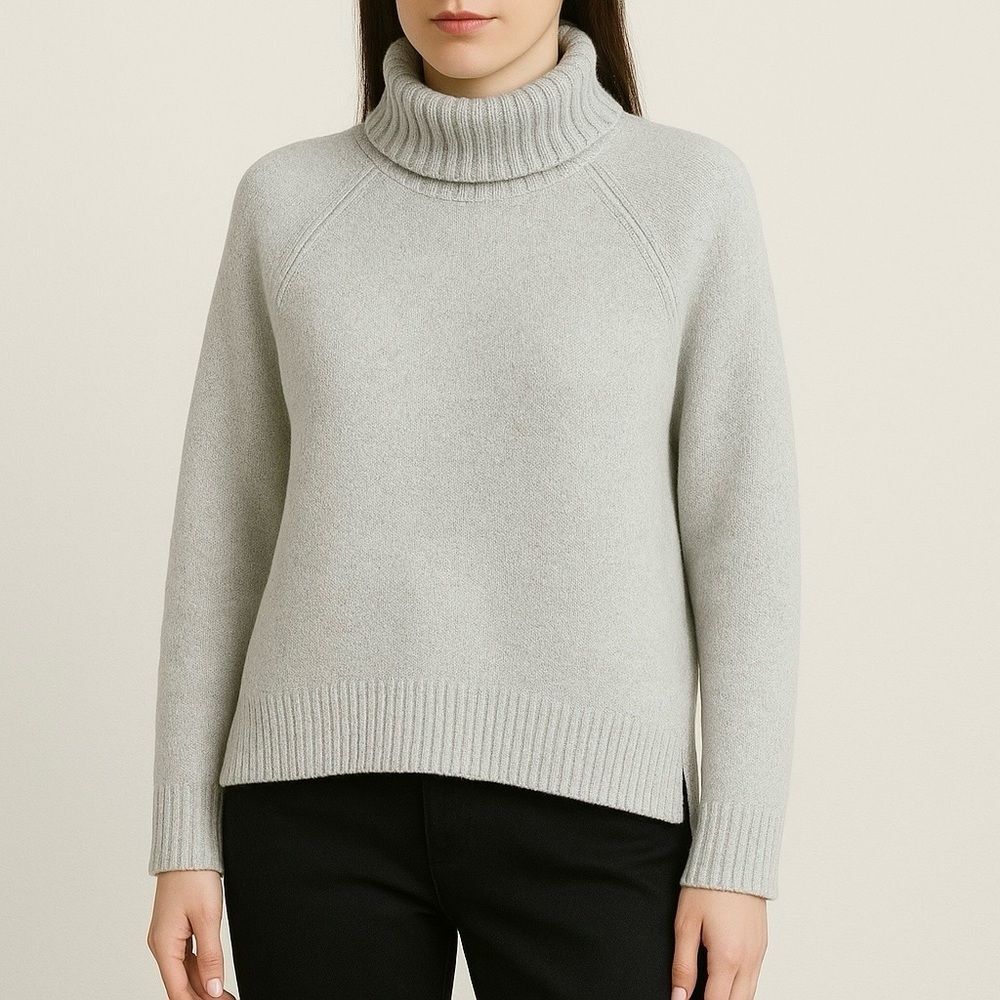 NWT Baltic Born Knit Turtleneck Sweater Light Heather Gray Split Hem Size XL NEW